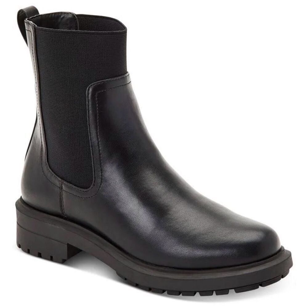 Alfani‎ Boots Size 5.5 Black Lug Sole Block Heel Pull On Style Booties